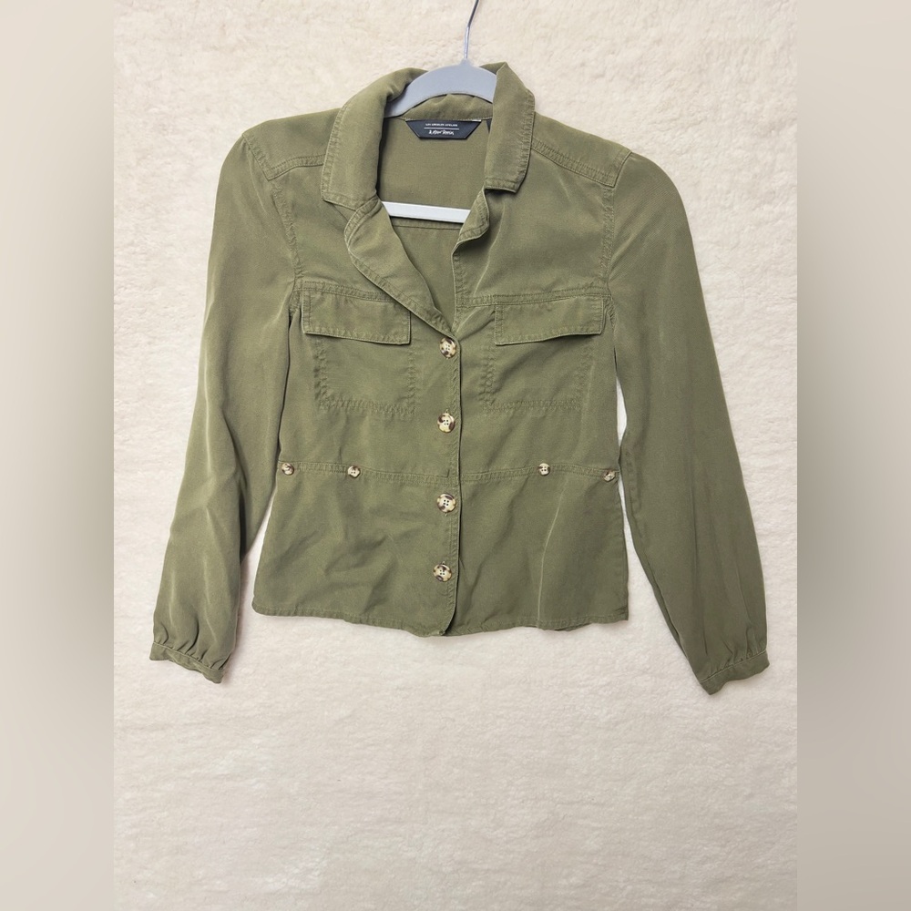 And other stories lyocell army green shirt